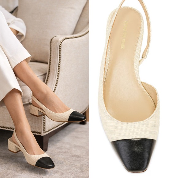 Veronica Beard Shoes - Chanel lookbook! Veronica Beard Cecile slingback natural black size 7.5